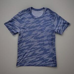 Lululemon Mens Metal Vent Tech Shirt L Blue Camo Short Sleeve Gym Workout Run